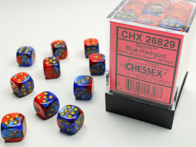 Chessex Gemini Blue Red/Gold 12mm (36 d6 Dice)