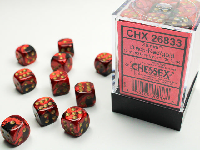 Chessex Gemini Black Red/Gold 12mm (36 d6 Dice)