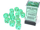 Chessex Borealis Light Green/Gold 16mm (12 d6 Dice)