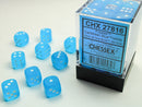 Chessex Frosted Caribbean Blue/White 12mm (36 d6 Dice)