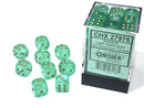 Chessex Borealis Light Green/Gold 12mm (36 d6 Dice)