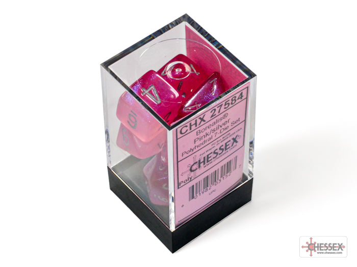 Chessex Borealis Pink/Silver Polyhedral Dice