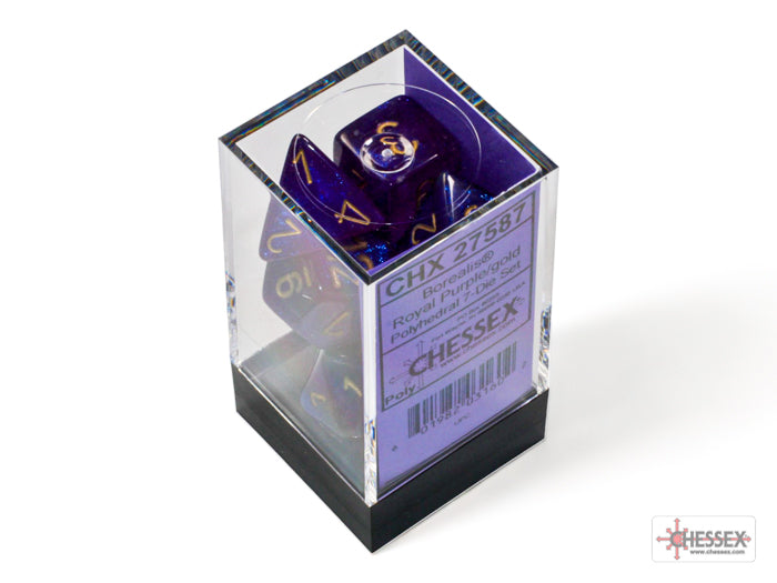 Chessex Borealis Royal Purple/Gold Polyhedral Dice