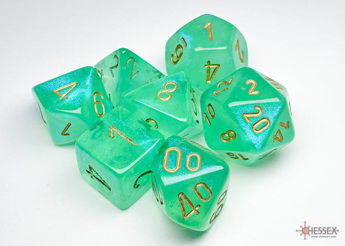 Chessex Borealis Light Green/Gold Polyhedral Dice