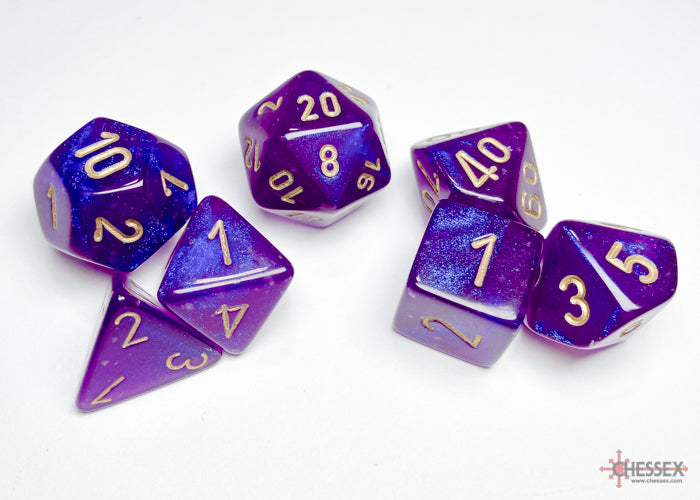 Chessex Borealis Royal Purple/Gold Polyhedral Dice