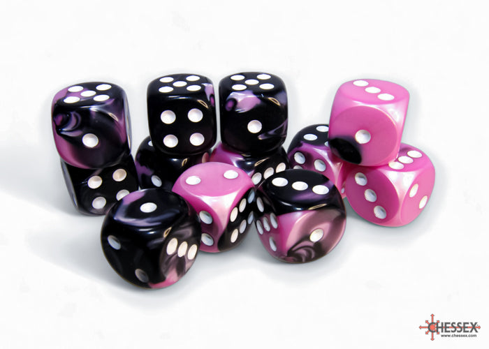 Chessex Gemini Black Pink/White 16mm (12 d6 Dice)