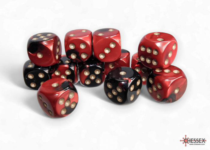 Chessex Gemini Black Red/Gold 16mm (12 d6 Dice)