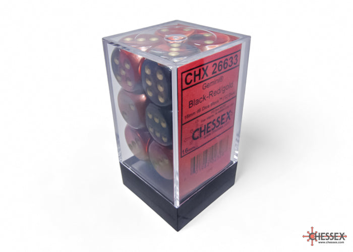 Chessex Gemini Black Red/Gold 16mm (12 d6 Dice)