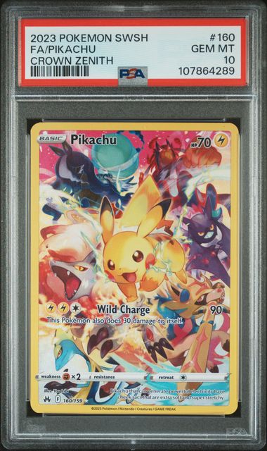 Pikachu 160/159 Crown Zenith PSA 10 107864289
