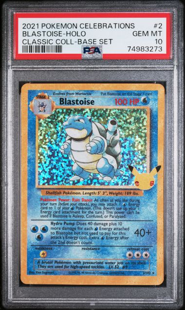 Blastoise 2/102 Celebrations Classic Collection PSA 10 74983273