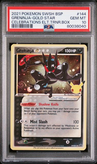 Greninja Gold Star SWSH144 Celebrations ETB Promo PSA 10 80038040
