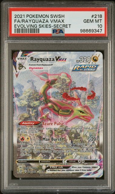 Rayquaza VMAX 218/203 SWSH Evolving Skies Full Art PSA 10 98669347