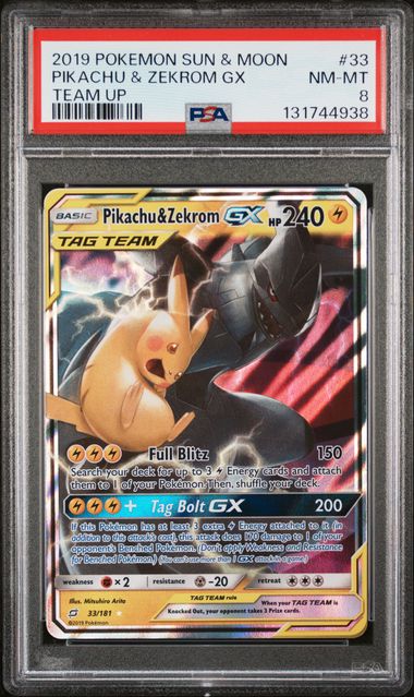 Pikachu & Zekrom GX 33/181 Team Up PSA 8 131744938