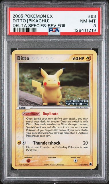 Ditto (Pikachu) - Rev. Holo 63/113 Delta Species PSA 8 128411219