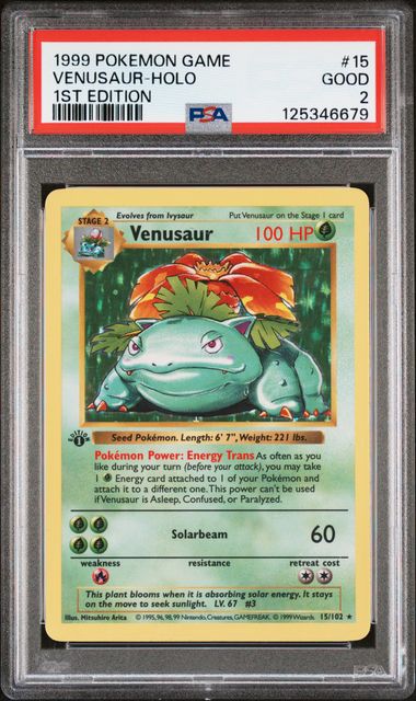 Venusaur - Holo 15/102 Base Set 1st Edition PSA 2 125346679