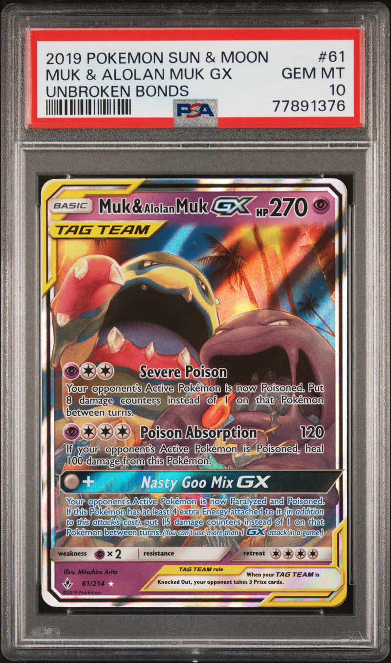 Muk & Alolan Muk 61/214 Unbroken Bonds PSA 10 77891376