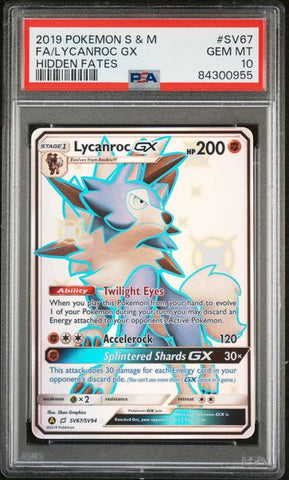Lycanroc GX SV67/SV94 Hidden Fates PSA 10 84300955