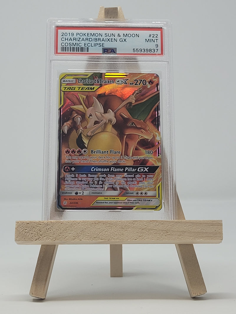 Charizard & Braixen GX 22/236 Cosmic Eclipse PSA 9 53308478