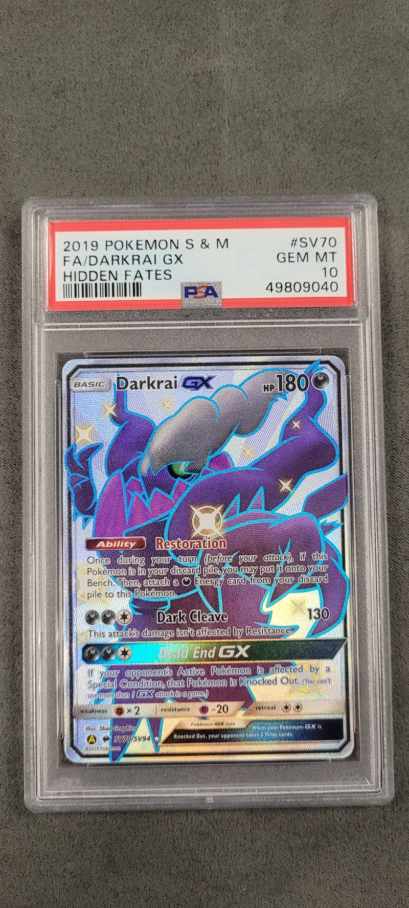 Darkrai GX SV70/SV94 Hidden Fates PSA 10 49809040