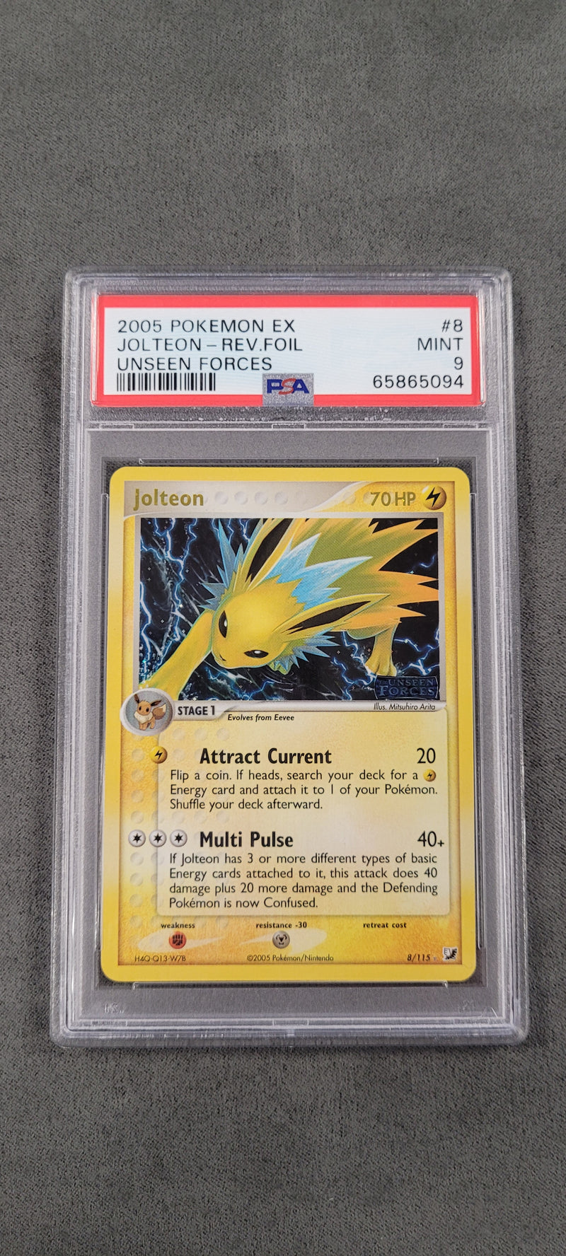 Jolteon - Rev. Holo 8/115 Unseen Forces PSA 9 65865094