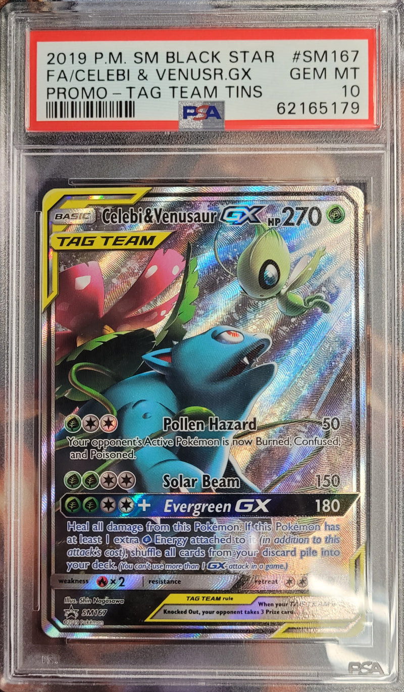 Celebi & Venusaur GX SM167 Black Star Promo PSA 10 62165179