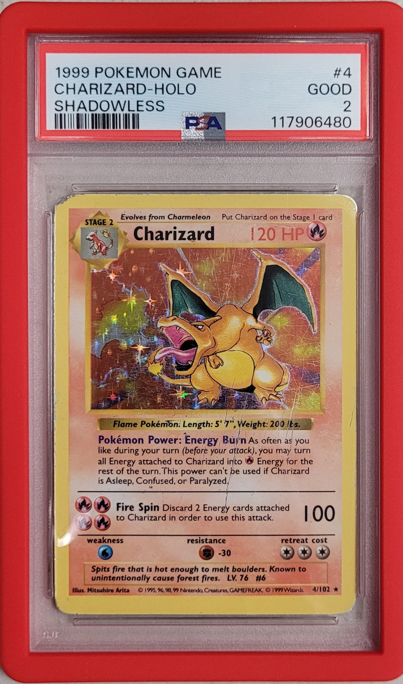 Charizard - Holo 4/102 Base Set Shadowless PSA 2 117906480