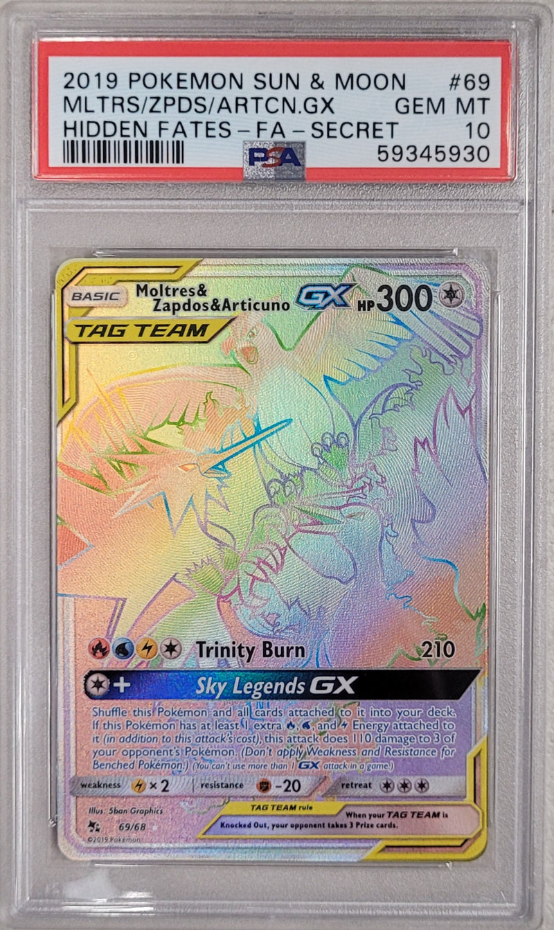 Moltres & Zapdos & Articuno GX 69/68 Hidden Fates PSA 10 59345930