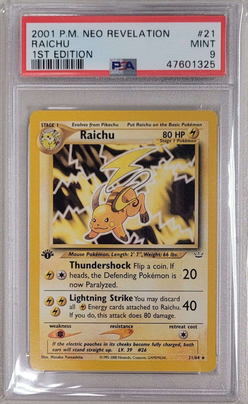Raichu 21/64 Neo Revelation 1st Edition PSA 9 47601325