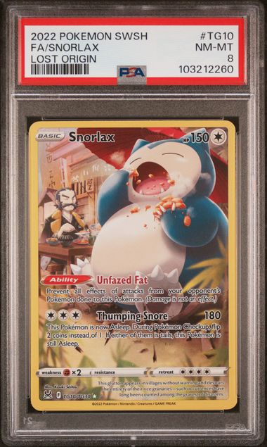 Snorlax TG10/TG30 Lost Origin PSA 8 103212260