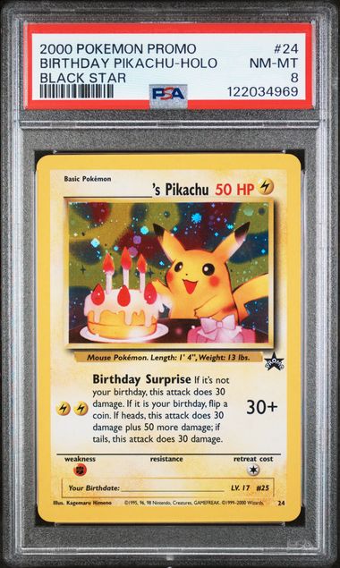 Birthday Pikachu - Holo (24) Black Star Promo PSA 8 122034969