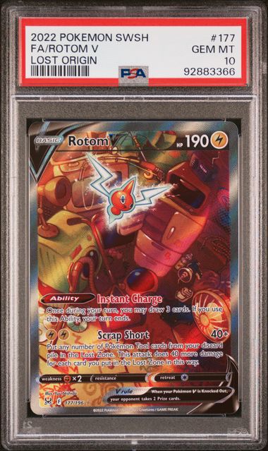 Rotom V 177/196 Lost Origin PSA 10 92883366