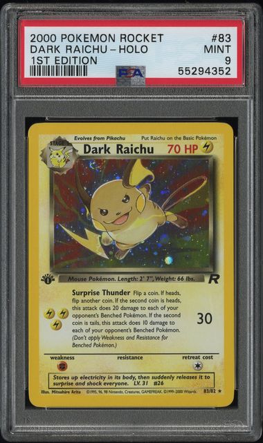Dark Raichu 83/82 Team Rocket 1st Edition PSA 9 55294352