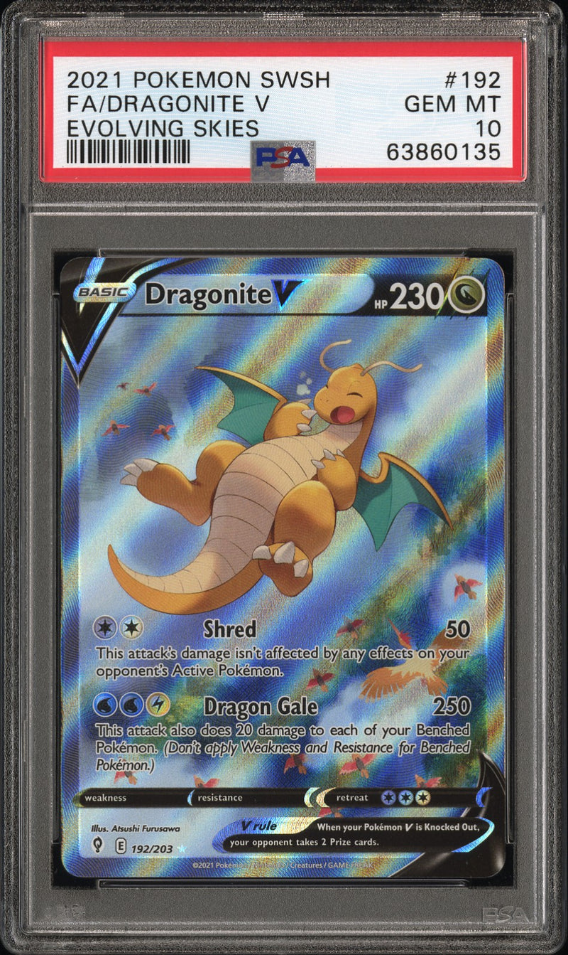 Dragonite V 192/203 Alt Art Secret Rare Evolving Skies PSA 10 63860135
