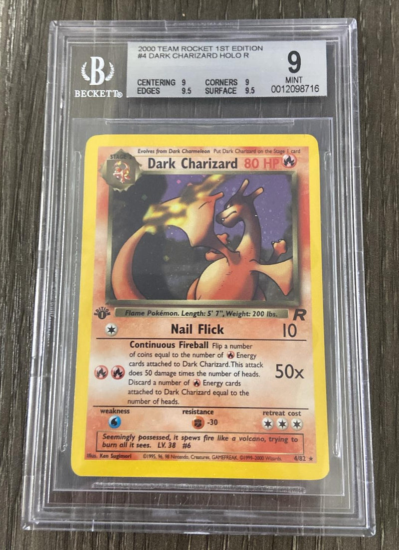 Dark Charizard 4/82 1st Edition Team Rocket Holo BGS 9 0012098716