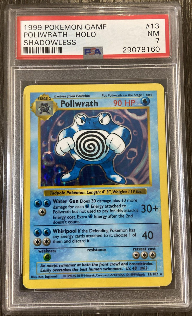 Poliwrath 13/102 Shadowless Base Set PSA 7 29078160