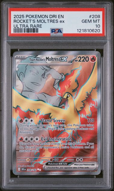 Team Rocket's Moltres ex 208/182 Destined Rivals PSA 10 121810620
