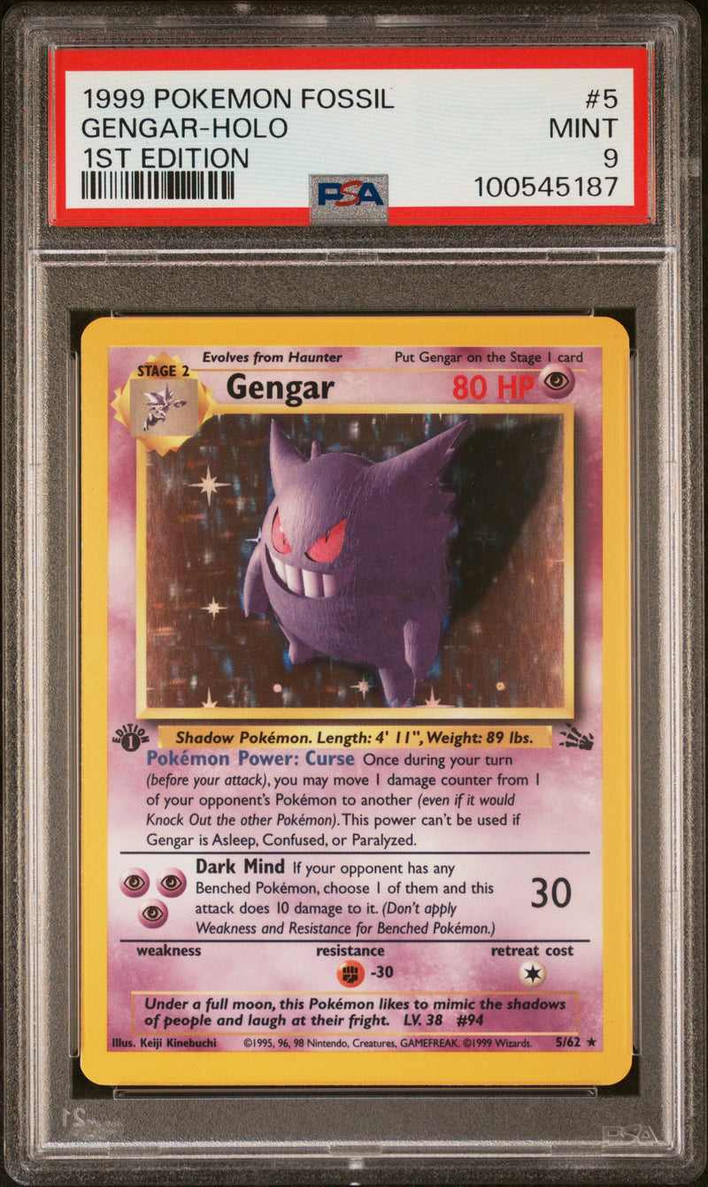 Gengar 5/62 1st Edition Fossil PSA 9 100545187
