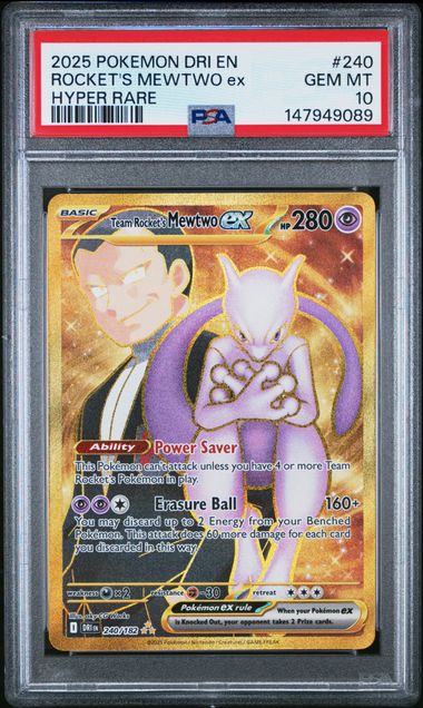 Rocket's Mewtwo ex 240/182 Destined Rivals Hyper Rare Secret PSA 10 147949089