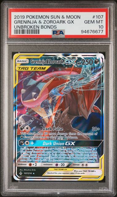 Greninja & Zoroark GX 107/214 Unbroken Bonds PSA 10 94676677