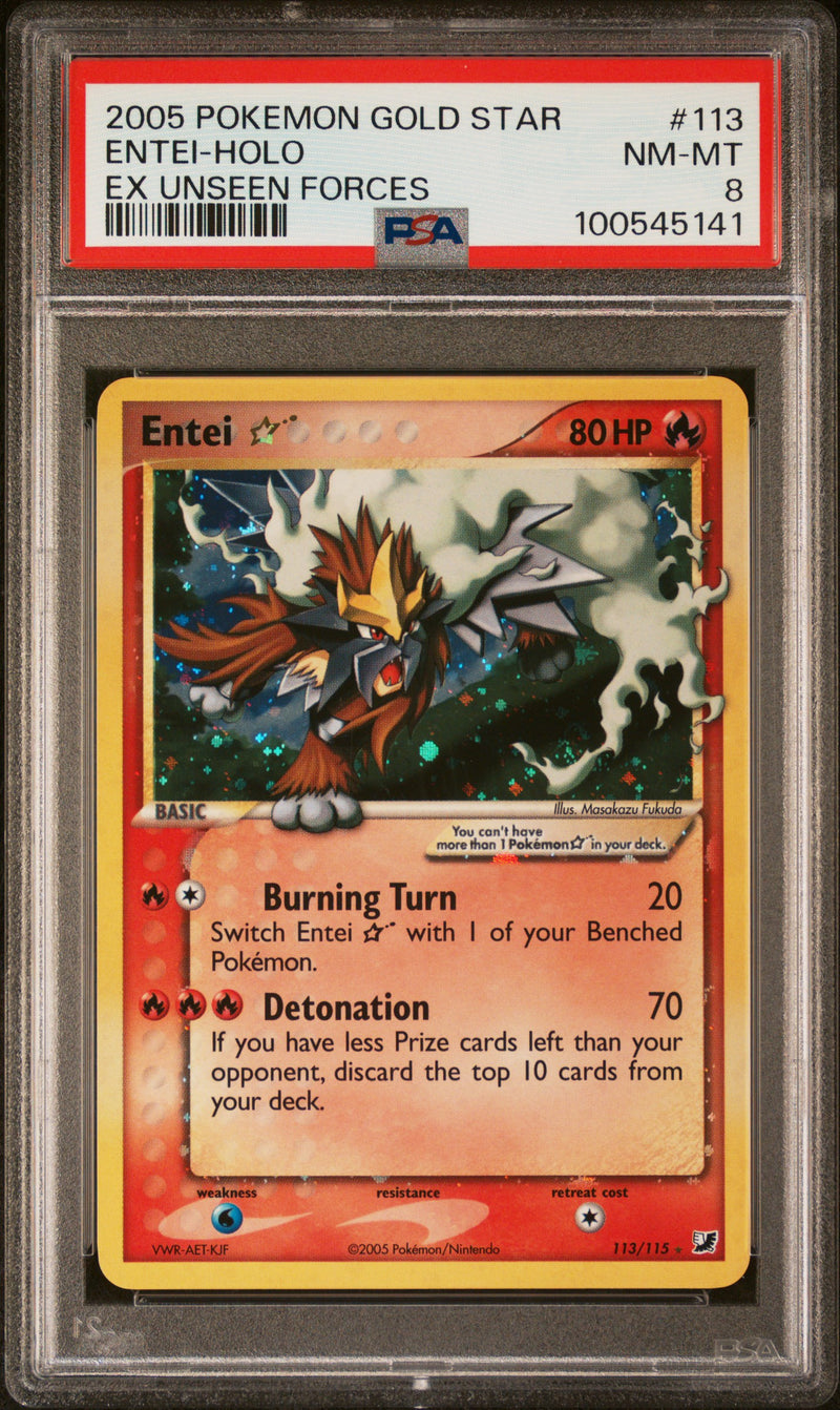 Entei Gold Star 113/115 Ex Unseen Forces PSA 8 100545141