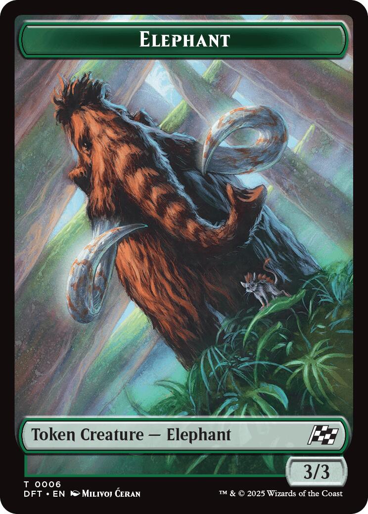 Elephant // Zombie (0003) Double-Sided Token [Aetherdrift Tokens]