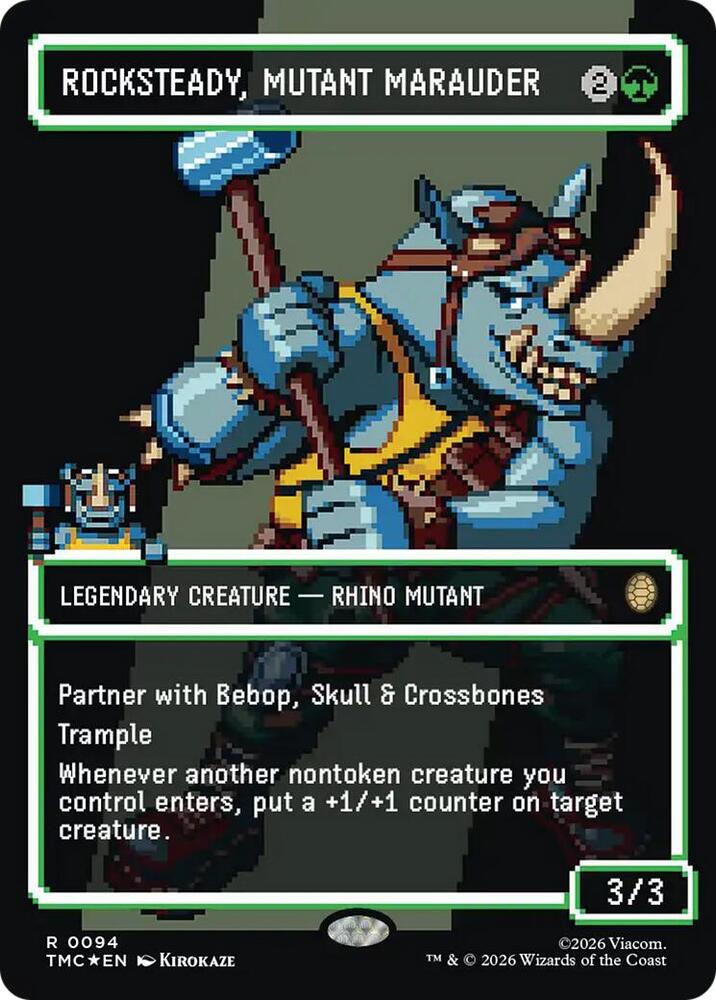 Rocksteady, Mutant Marauder (Borderless) (Surge Foil) [Teenage Mutant Ninja Turtles Commander] (Copy)
