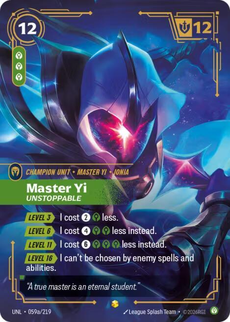 Master Yi - Unstoppable (Alternate Art) 059a/219 RFTB3