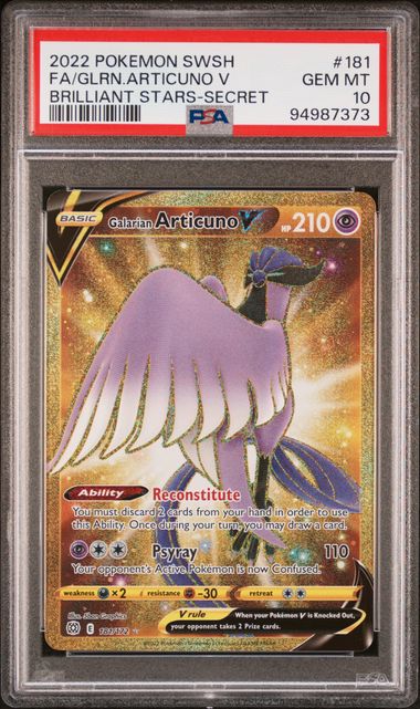 Galarian Articuno V 181/172 Sword & Shield: Brilliant Stars PSA 10 94987373