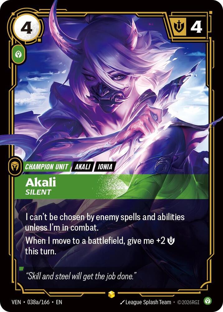 Akali - Silent (Alternate Art) 038a/166 RFTB4