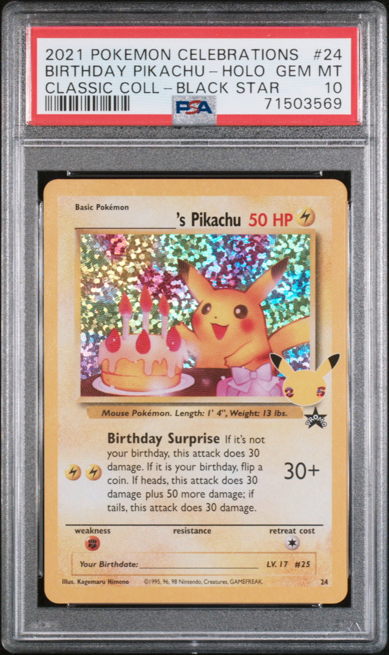Birthday Pikachu 24 Celebrations Classic Collection PSA 10 71503569