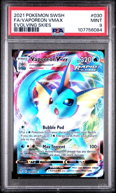 Vaporeon VMAX 030/203 Evolving Skies PSA 9 107756084
