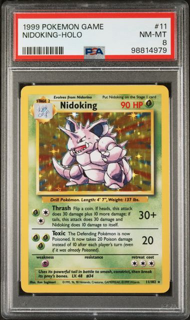 Nidoking 11/102 Base Set Unlimited PSA 8 98814979