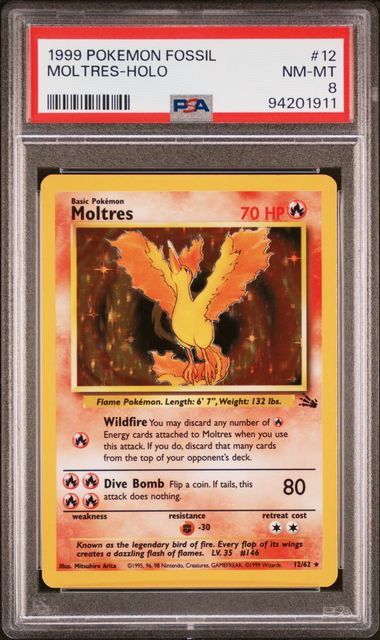 Moltres 12/62 Fossil Unlimited PSA 8 94201911