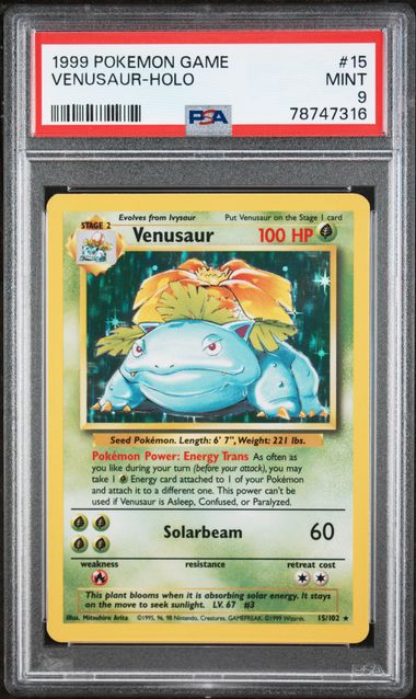 Venusaur 15/102 Base Set Unlimited PSA 9 78747316